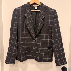 ALFRED SUNG Vintage Dark Gray Plaid Blazer